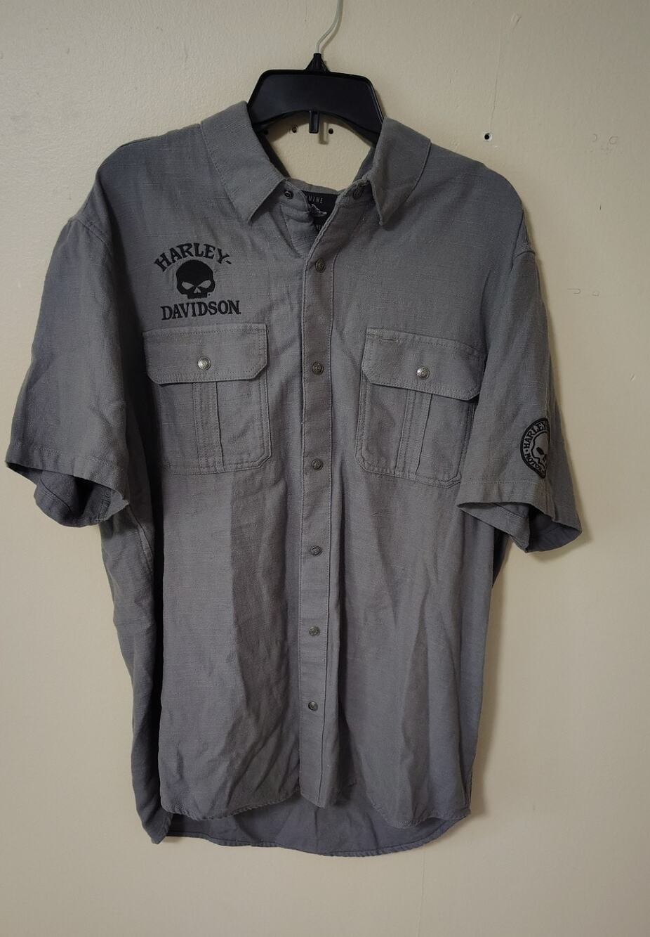 Harley-Davidson Willie G Skull Garage Mechanic Biker Button-up Shirt Men’s Sz XL